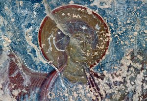 Angel, fresco in church of Panagia, Rodovani, Crete, Greece by Unbekannt Unbekannt
