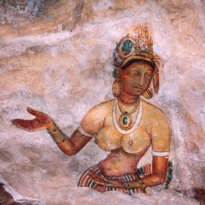 Apsaras, Heavenly Nymph Making an Offering, Fresco, Fortified Citadel of Sigiriya