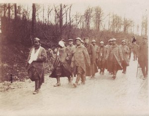 February 1917 - Verdun-Front French prisoners wounded escorted back by German soldiers