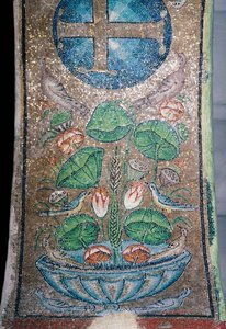 Flowers and Birds, Mosaic in the Early Christian Church of Panagia Ahiropiitos, Thessaloniki, Greece, 5th Century by Unbekannt Unbekannt