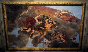 Fresco on ceiling of bedroom of Royal Apartment, Ducal Palace, Lucca, Tuscany, Italy (detail)
