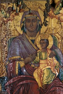 Madonna and Child, Gilt Painting, Byzantine Church of Agios Georgios, Vathi, Crete, Greece