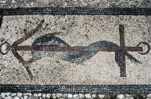 Mosaic depicting dolphin and anchor, Delos island by Unbekannt Unbekannt