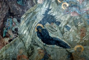 Nativity, Fresco in the Monastery of Panagia Perivleptos, Byzantine City of Mystras
