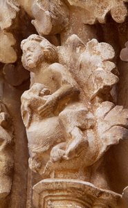 Architectural detail, Church of Santa Maria, Ujue, Navarre, Spain