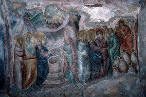 The Wedding at Cana, Fresco in the Agia Sophia Church