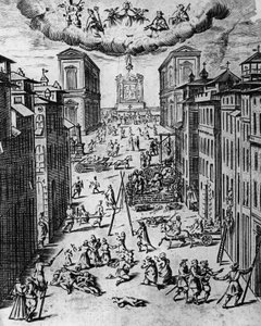 The Plague in Milan in 1630, Etching, Italy by Unbekannt Unbekannt
