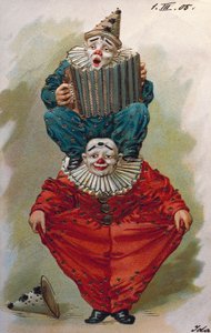 Two Clowns, One Playing Accordion by Unbekannt Unbekannt
