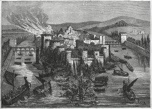 Vikings laying siege to Paris in 845 (engraving) by Unbekannt Unbekannt