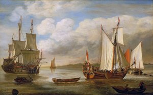 Variety of Dutch boats: sailboats, ships and barges by Lieve Verschuier