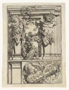 Two Caryatids, a Pan Flute, a Bow and Arrow, and a Shield by Lieven Mehus