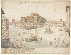Eighteen Views of Rome: The Piazza Barberini recto, 1665