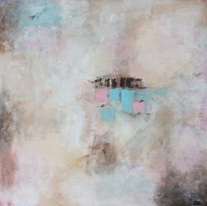 Pink Blue Abstract Forms by Lillian Christiansson
