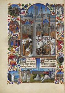 Très Riches Heures du Duc de Berry Folio 86, Verso - The Funeral of Raymond Diocrès