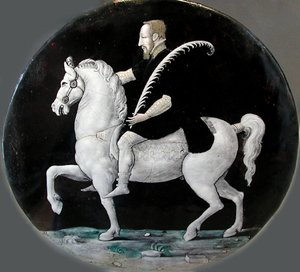 King Henry II of France on horseback Plate by Limousin