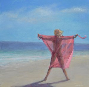 Pink Sari on the Beach