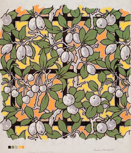 Mixed Fruit on Trellis, Design for Printed Cotton by Lindsay P. Butterfield