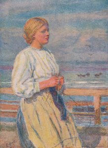 Girl Knitting, c1917