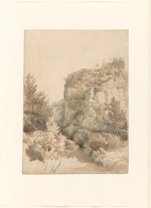 Overgrown Valley with a High Rock and a Stream by Lodewijk Johannes Kleijn