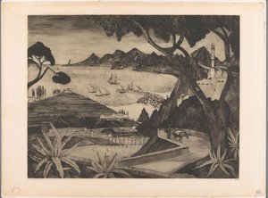 Mountain Landscape with Bay in Corsica by Lodewijk Schelfhout (signed by artist)