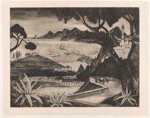 Mountain Landscape with Bay in Corsica by Lodewijk Schelfhout (signed by artist)