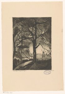Farm (original title: Les Fermes) by Lodewijk Schelfhout (signed by artist)