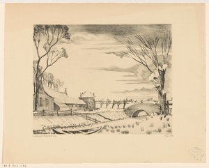 Farmhouse in a winter landscape by Lodewijk Schelfhout (signed by artist)