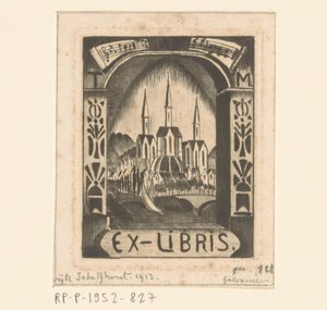 Ex Libris of T. Mengelberg by Lodewijk Schelfhout (signed by artist)
