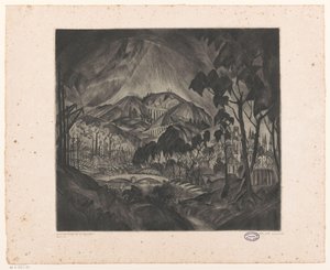Hilly Landscape with Industry (original title: Evolution) by Lodewijk Schelfhout (signed by artist)