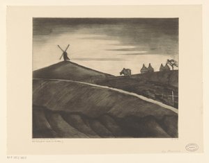 Hilly Landscape with Plowing Ox near Etikhove by Lodewijk Schelfhout (signed by artist)