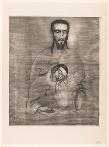 Pierrot and Christ by Lodewijk Schelfhout (signed by artist)