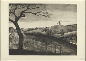 Plowing Farmer with an Ox near Etikhove by Lodewijk Schelfhout (signed by artist)