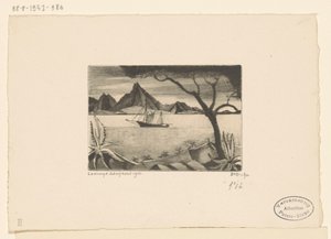 Sailing Ship in a Bay by Lodewijk Schelfhout (signed by artist)