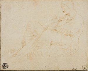 Seated Draped Woman in Profile by Lodovico Carracci