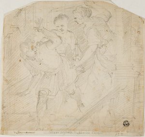 Two Women Chasing a Man by Lodovico Carracci