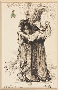Couple Courting by a Tree by Léon Bonnat