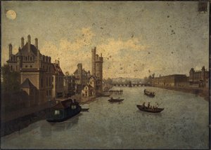 Hotel de Conti, Tour de Nesle, Louvre, seen from Pont-Neuf, present-day 1st and 6th arrondissements (circa 1885 -1895) by Léon Rolla