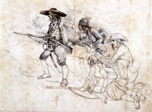 Soldiers chouans - drawing by Léonce Pepetit, B.M. de Dinan by Léonce Justin Alexandre Petit