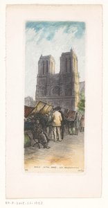 View of Notre-Dame in Paris with Booksellers in the Foreground by Léopold Robin