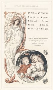 Anne, Antoine, Friendship, Lamb, Apricot, Star, Love, Bee, Angel, Arabesque, Page 14 - Alphabet by Mademoiselle Lili, by L. Froelich and by a Father (Hetzel Himself). Bibliotheque & Magasin d