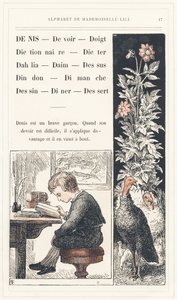 Denis, Duty, Finger, Dictionary, Dicter, Dahlia, Suede, Top, Turkey, Sunday, Drawing, Dinner, Dessert, Page 17 - Alphabet by Mademoiselle Lili, by L. Froelich and by a Dad (Hetzel Himself). Bibliotheque & Magasin d