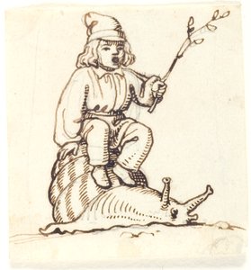 Boy Sitting on a Snail