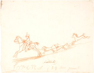 A Rider, Horse, and Dogs by Lorenz Frølich