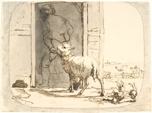 A Lamb is Led into the Stable by Lorenz Frølich