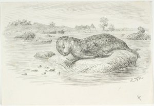 Draft for The Great Sea Serpent by Lorenz Frølich