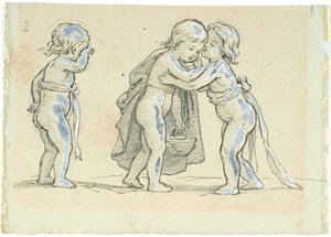 Vignette with Children Saying Goodbye by Lorenz Frølich