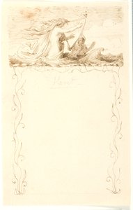 Vignette with Harp-Playing Mermaid; Below Ornamental Framing