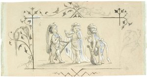 Vignette with Three Children with Musical Instruments by Lorenz Frølich