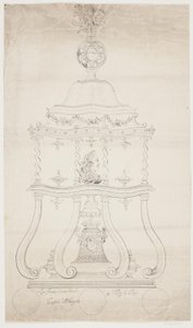Draft for a Turned Stand with Bust of Frederik V by Lorenz Spengler
