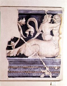 Fragment of a fresco depicting a centaur and a female figure by Lorenzo Leonbruno